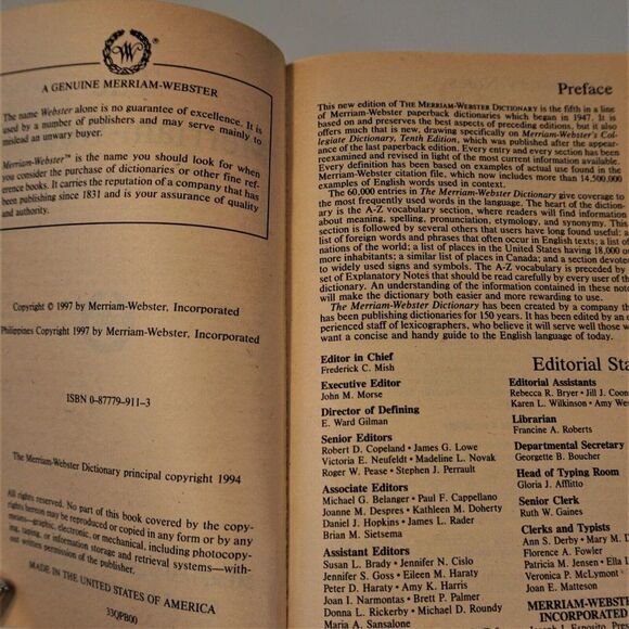 Merriam-Webster Dictionary 1997 Paperback - Picture 6 of 8